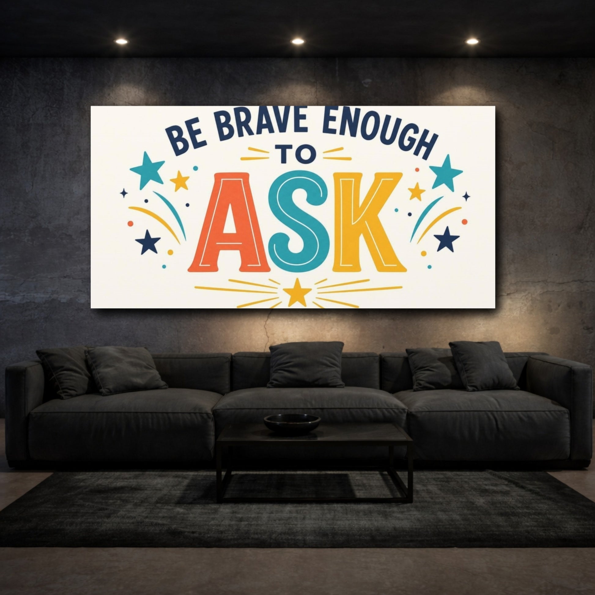 Mockup 3. Be Brave Enough To Ask shown as canvas print