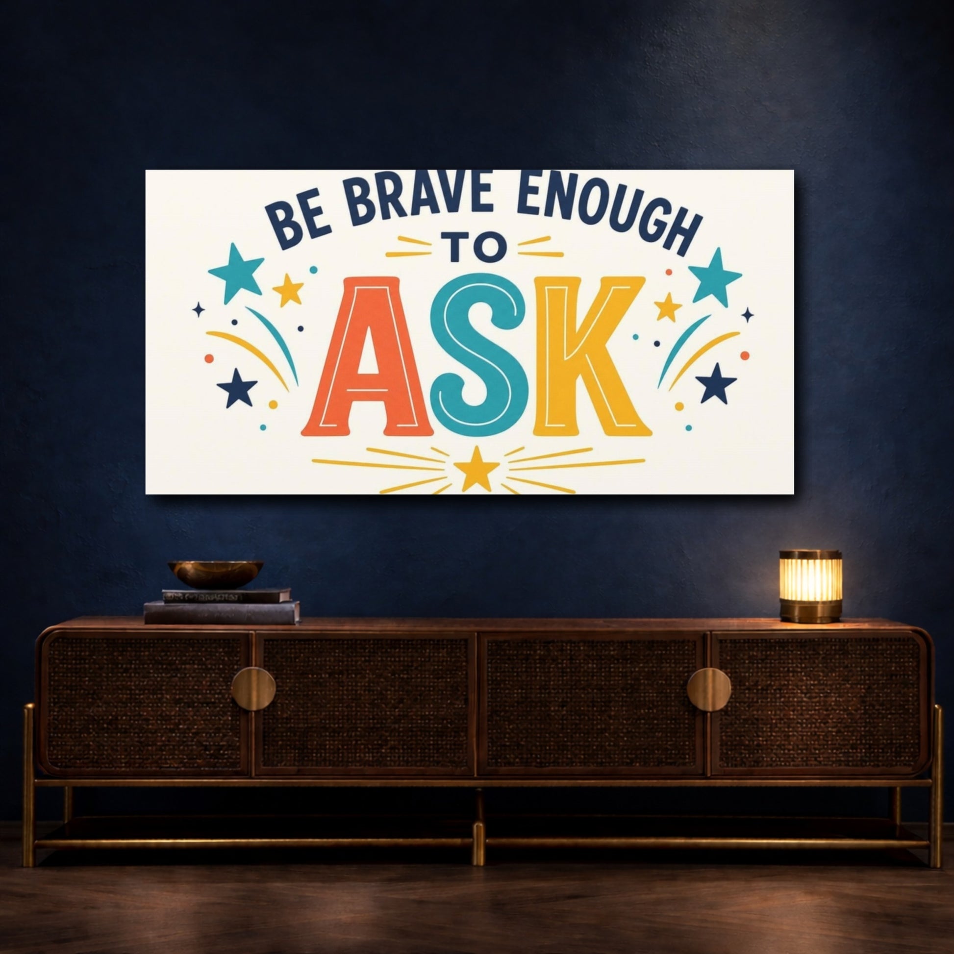 Mockup 4. Be Brave Enough To Ask shown as canvas print