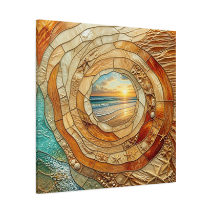 Side Mockup 1. Beach Sunset Mosaic shown as canvas print