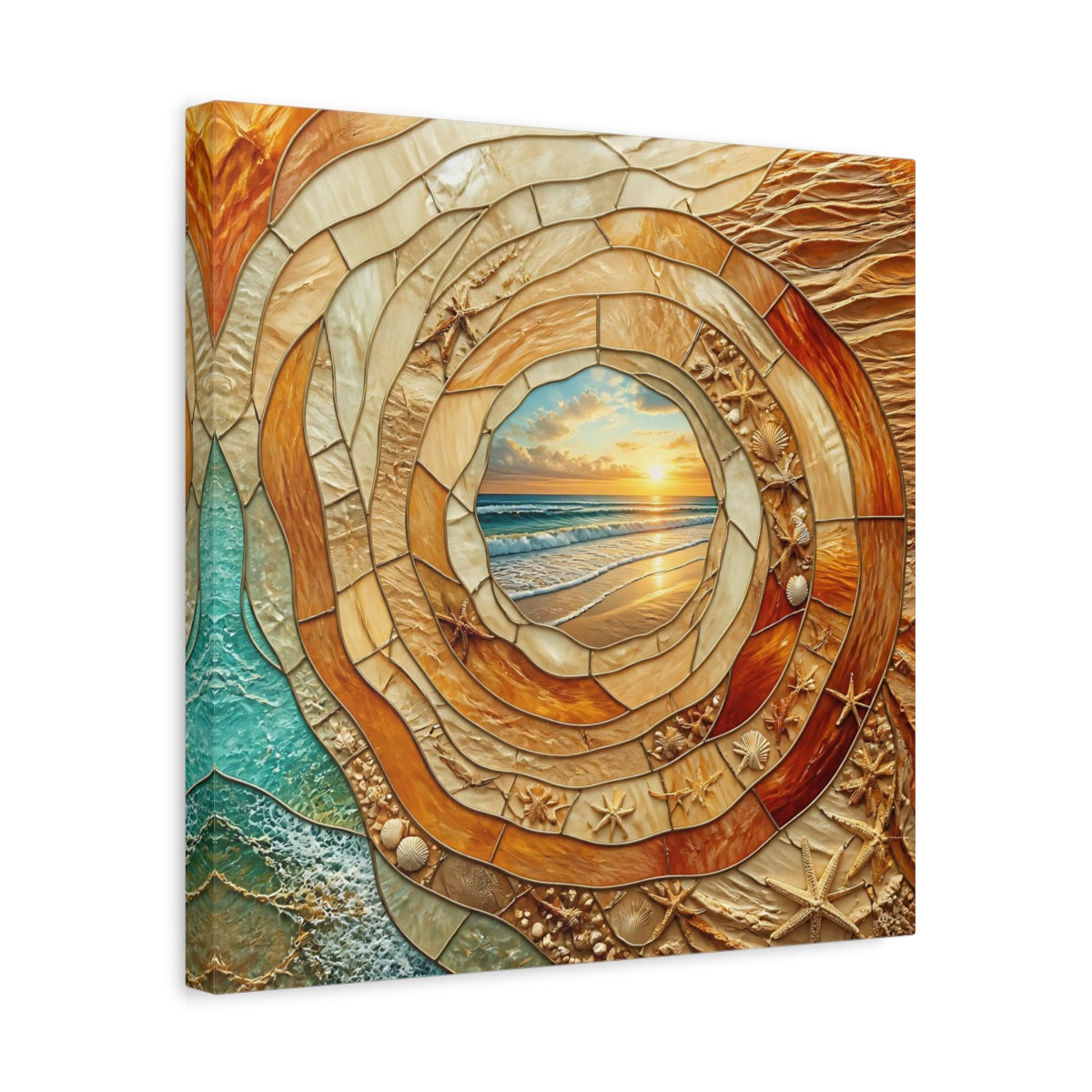 Side Mockup 6. Beach Sunset Mosaic shown as canvas print