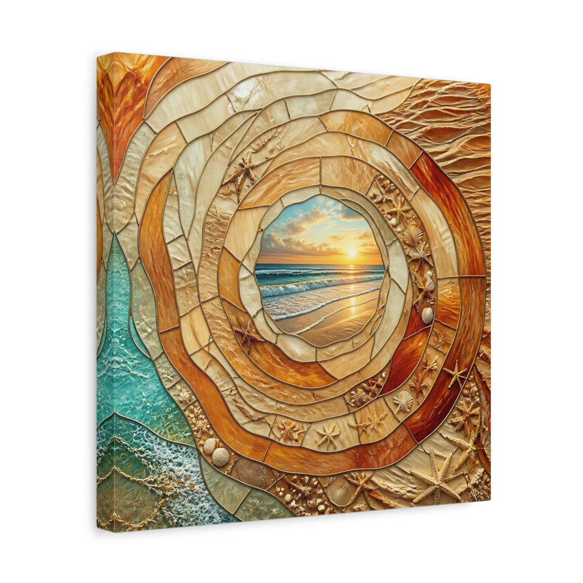 Side Mockup 7. Beach Sunset Mosaic shown as canvas print