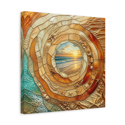 Side Mockup 7. Beach Sunset Mosaic shown as canvas print