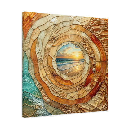 Side Mockup 4. Beach Sunset Mosaic shown as canvas print