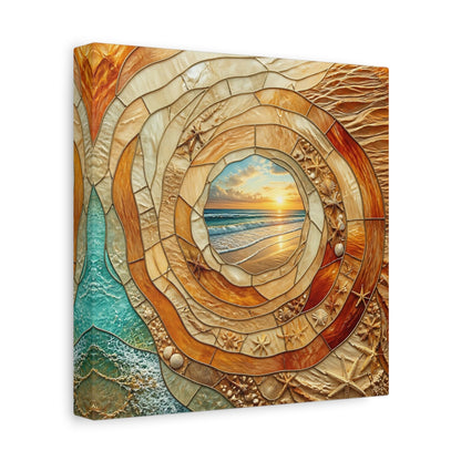 Side Mockup 9. Beach Sunset Mosaic shown as canvas print