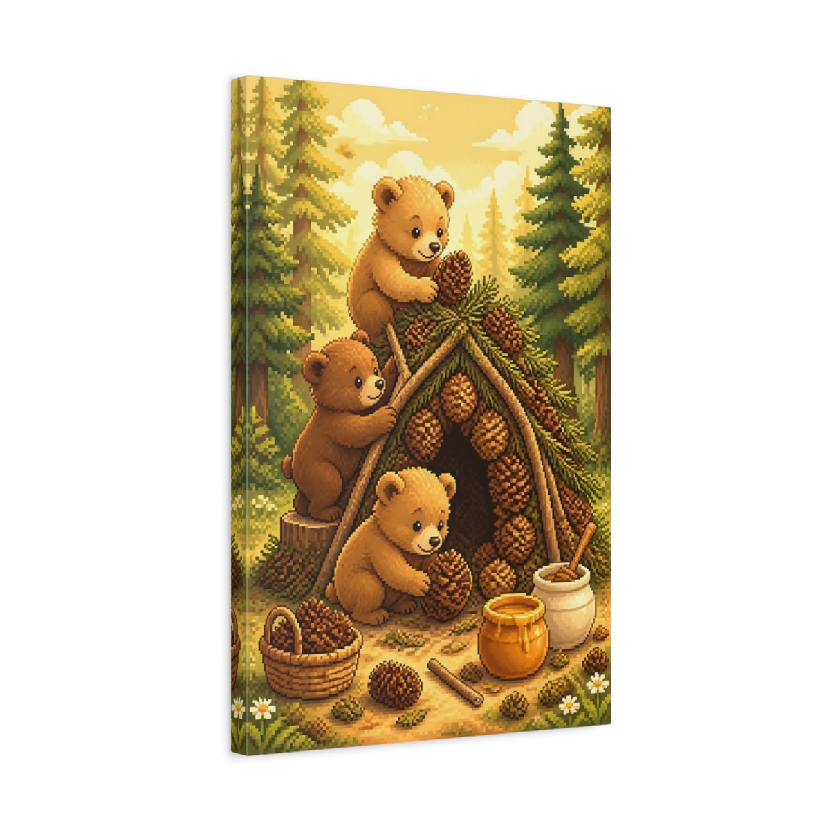 Side Mockup 3. Bear Cubs Kids Room shown as canvas print