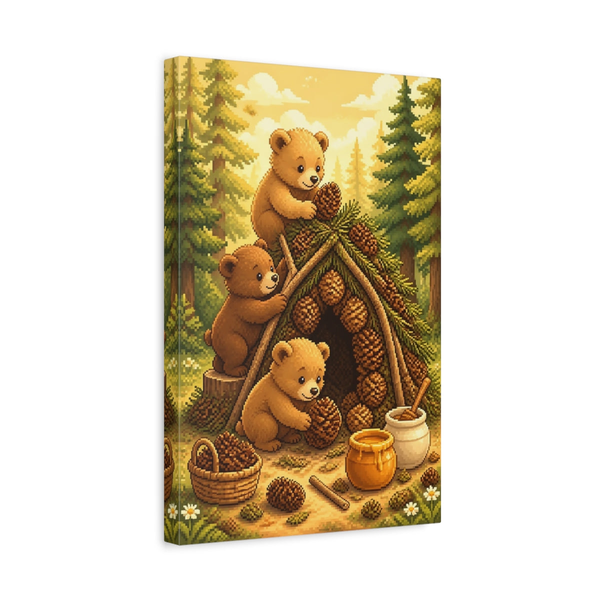 Side Mockup 4. Bear Cubs Kids Room shown as canvas print