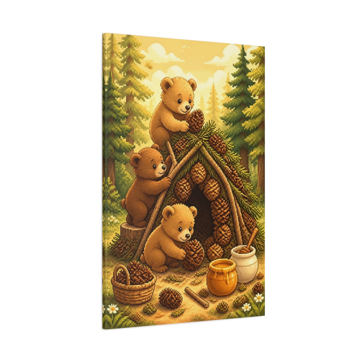 Side Mockup 1. Bear Cubs Kids Room shown as canvas print
