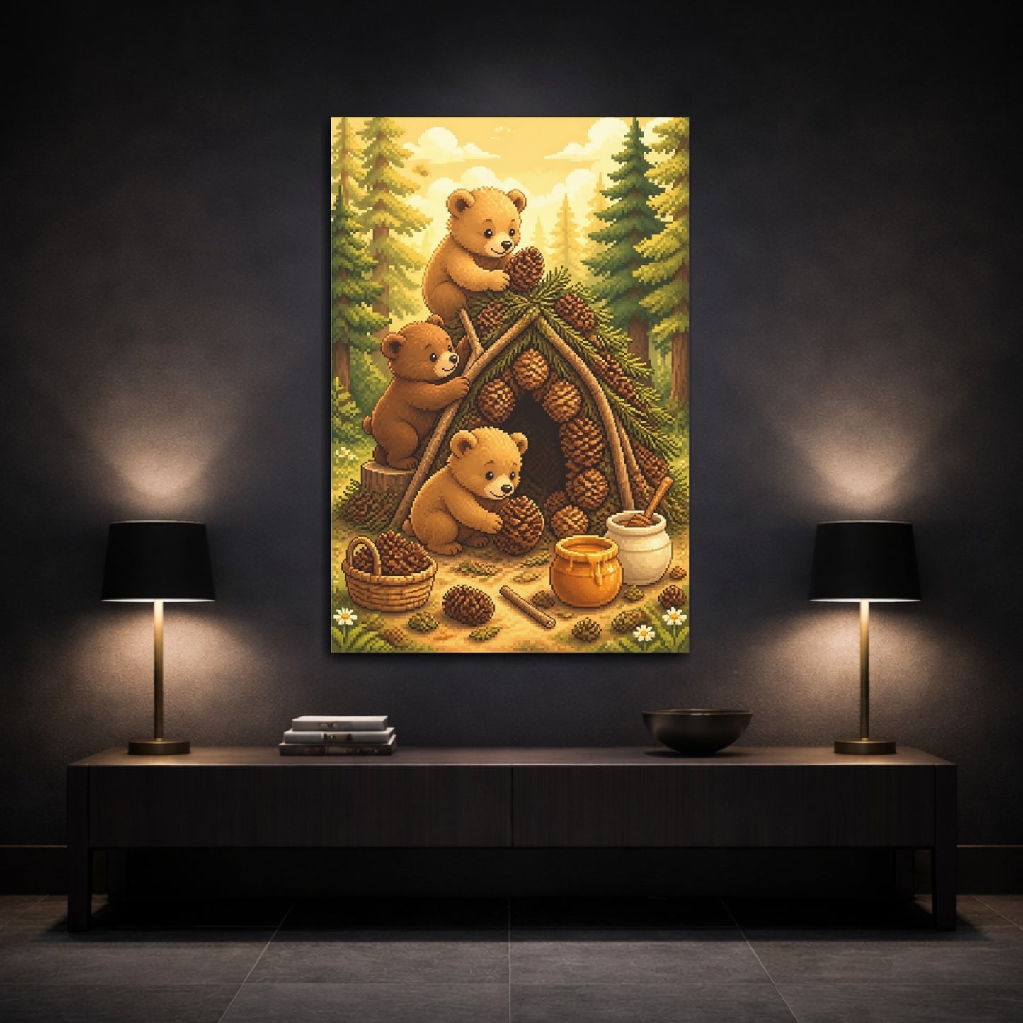 Mockup 3. Bear Cubs Kids Room shown as canvas print