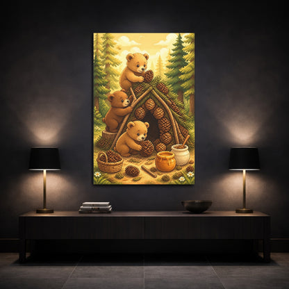 Mockup 3. Bear Cubs Kids Room shown as canvas print