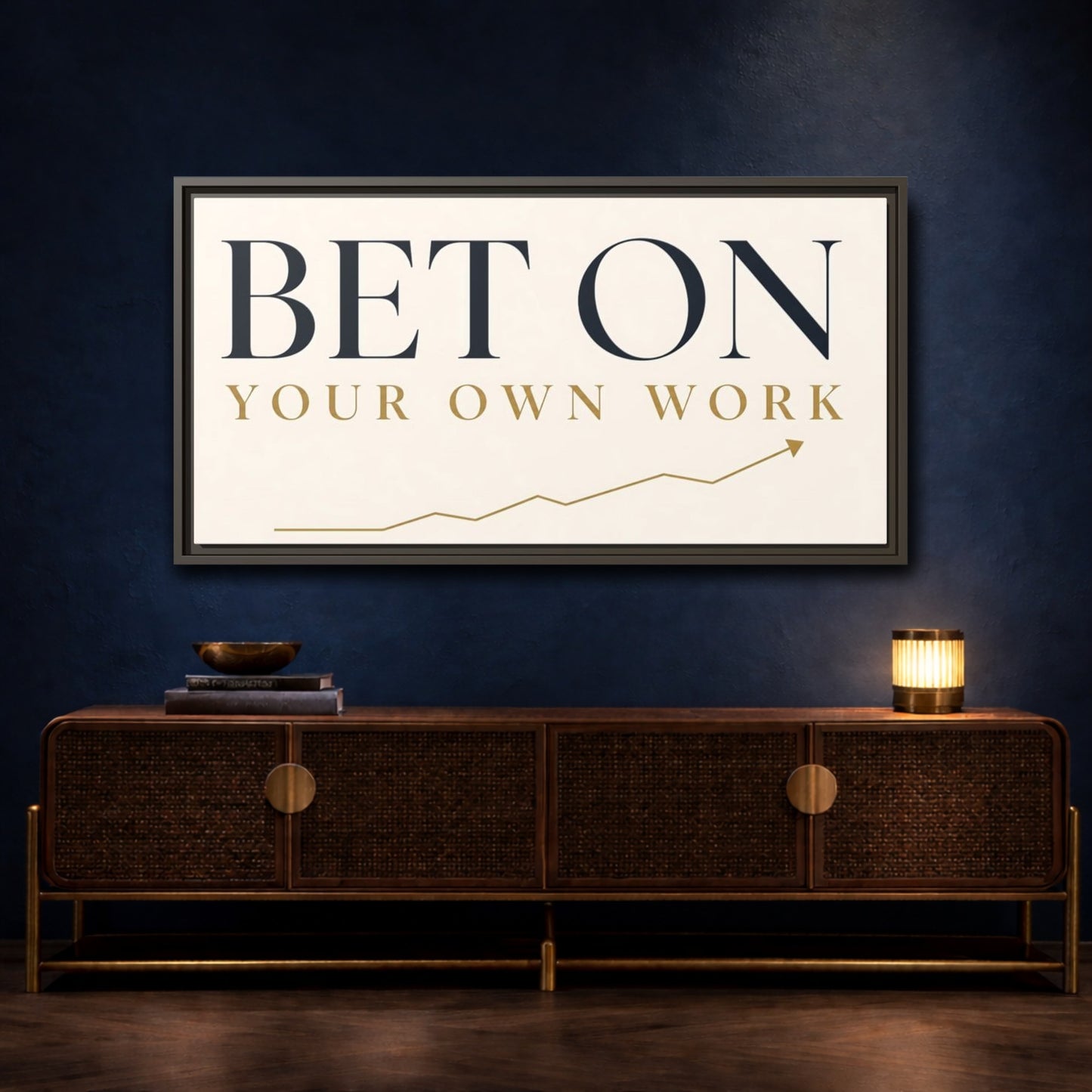 Mockup 4. Bet On Your Own Work shown as framed canvas print