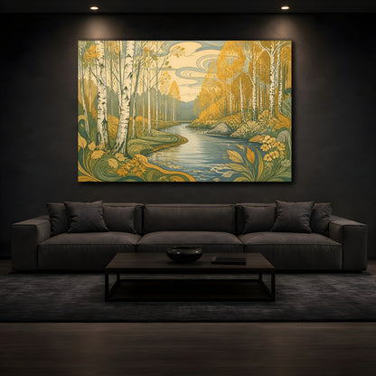 Mockup 3. Birch River Nature Scene shown as canvas print