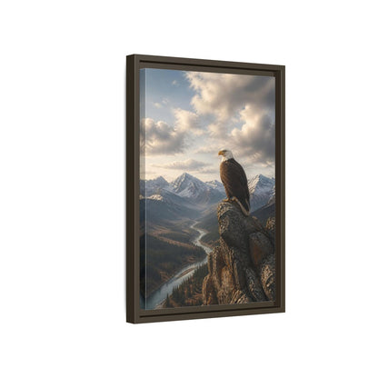 Side Mockup 5. Birds Bald Eagle Eagle Mountain River shown as stretched canvas wall art