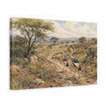 Side Mockup 4. Birds Crowned Cranes African Savanna Wildlife shown as stretched canvas wall art