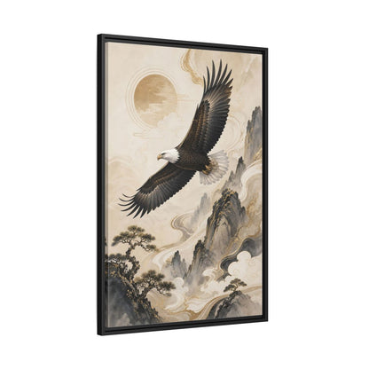 Side Mockup 13. Birds Eagle Brown And Gold shown as stretched canvas wall art