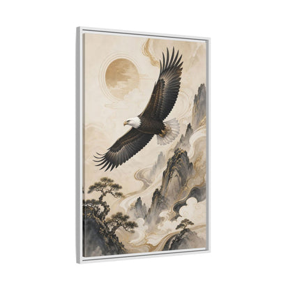 Side Mockup 9. Birds Eagle Brown And Gold shown as stretched canvas wall art