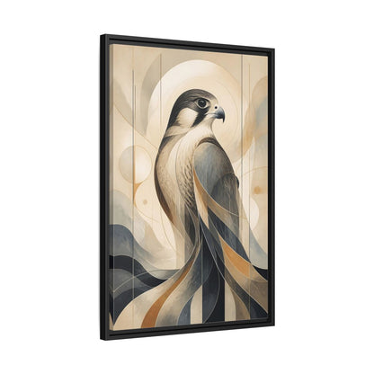 Side Mockup 14. Birds Falcon Beige And Blue shown as stretched canvas wall art