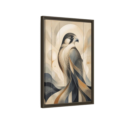 Side Mockup 2. Birds Falcon Beige And Blue shown as stretched canvas wall art