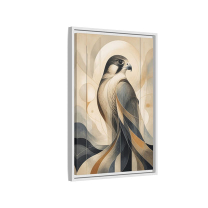 Side Mockup 1. Birds Falcon Beige And Blue shown as stretched canvas wall art