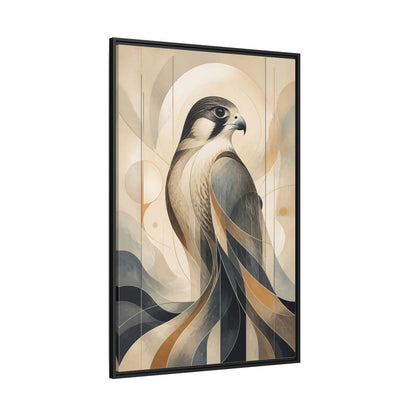 Side Mockup 12. Birds Falcon Beige And Blue shown as stretched canvas wall art