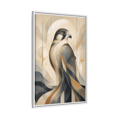 Side Mockup 10. Birds Falcon Beige And Blue shown as stretched canvas wall art