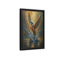 Side Mockup 6. Birds Kingfisher Blue Kingfisher shown as stretched canvas wall art