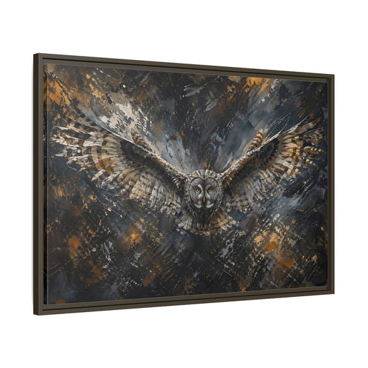 Main Mockup. Birds Owl Textured Owl Art shown as stretched canvas wall art