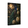 Side Mockup 4. Birds Peacock Peacock Blue And Green shown as stretched canvas wall art