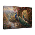 Side Mockup 4. Birds Peacocks Peacock Garden shown as stretched canvas wall art