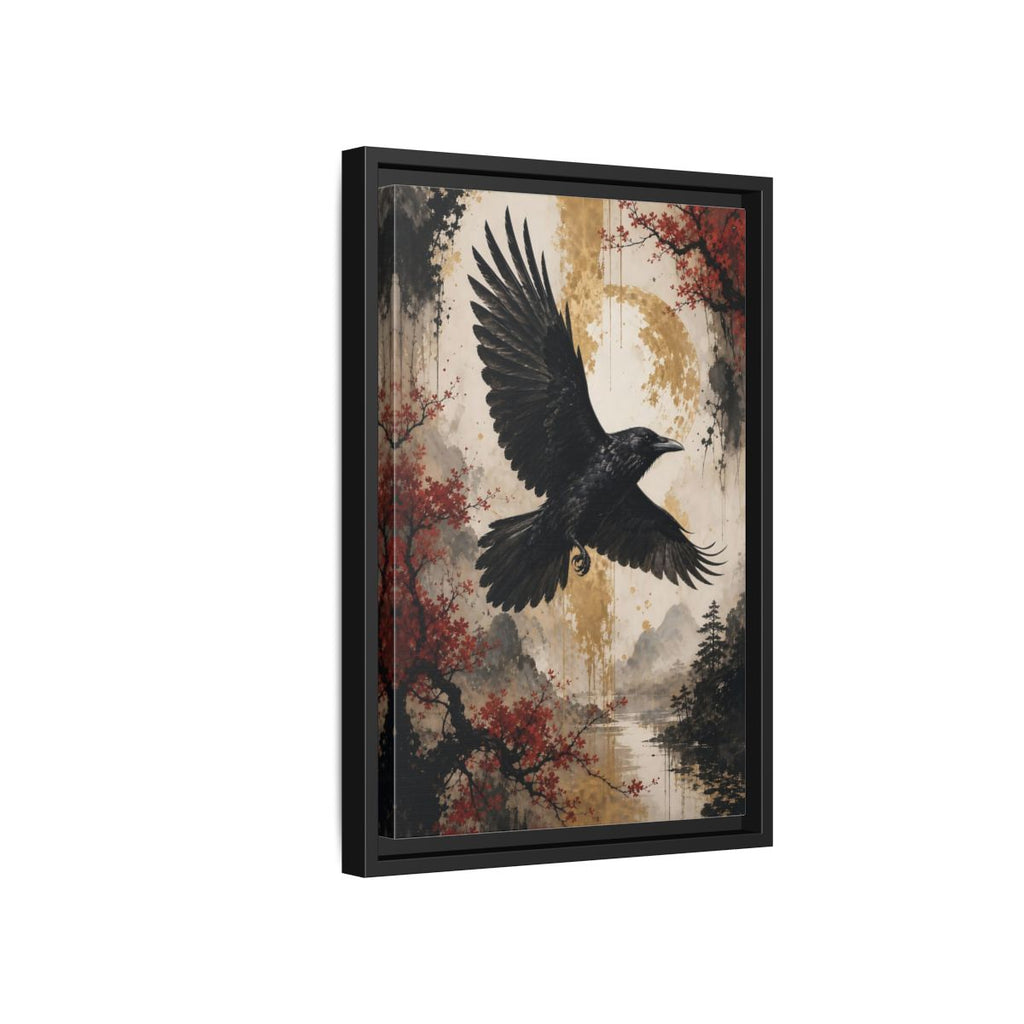 Side Mockup 6. Birds Raven Black Raven shown as stretched canvas wall art