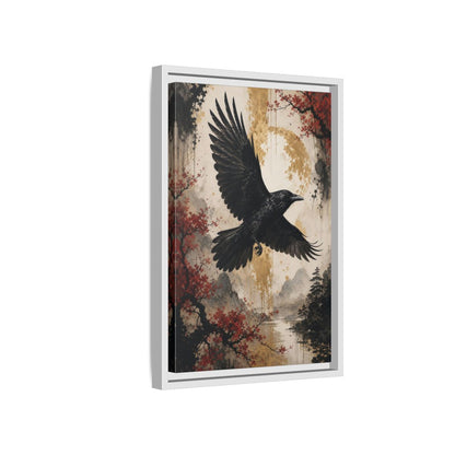 Birds Raven Black Framed Canvas Wall Art - Living Room Decor, Above Console Table shown as canvas wall art