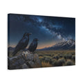 Side Mockup 4. Birds Ravens Night Sky Ravens shown as stretched canvas wall art