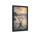 Side Mockup 6. Birds Swan Golden Sunset Swan shown as stretched canvas wall art