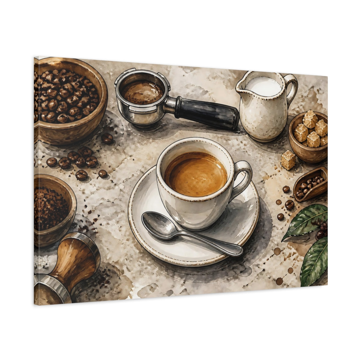 Main Mockup. Bistro Espresso Still Life shown as canvas print
