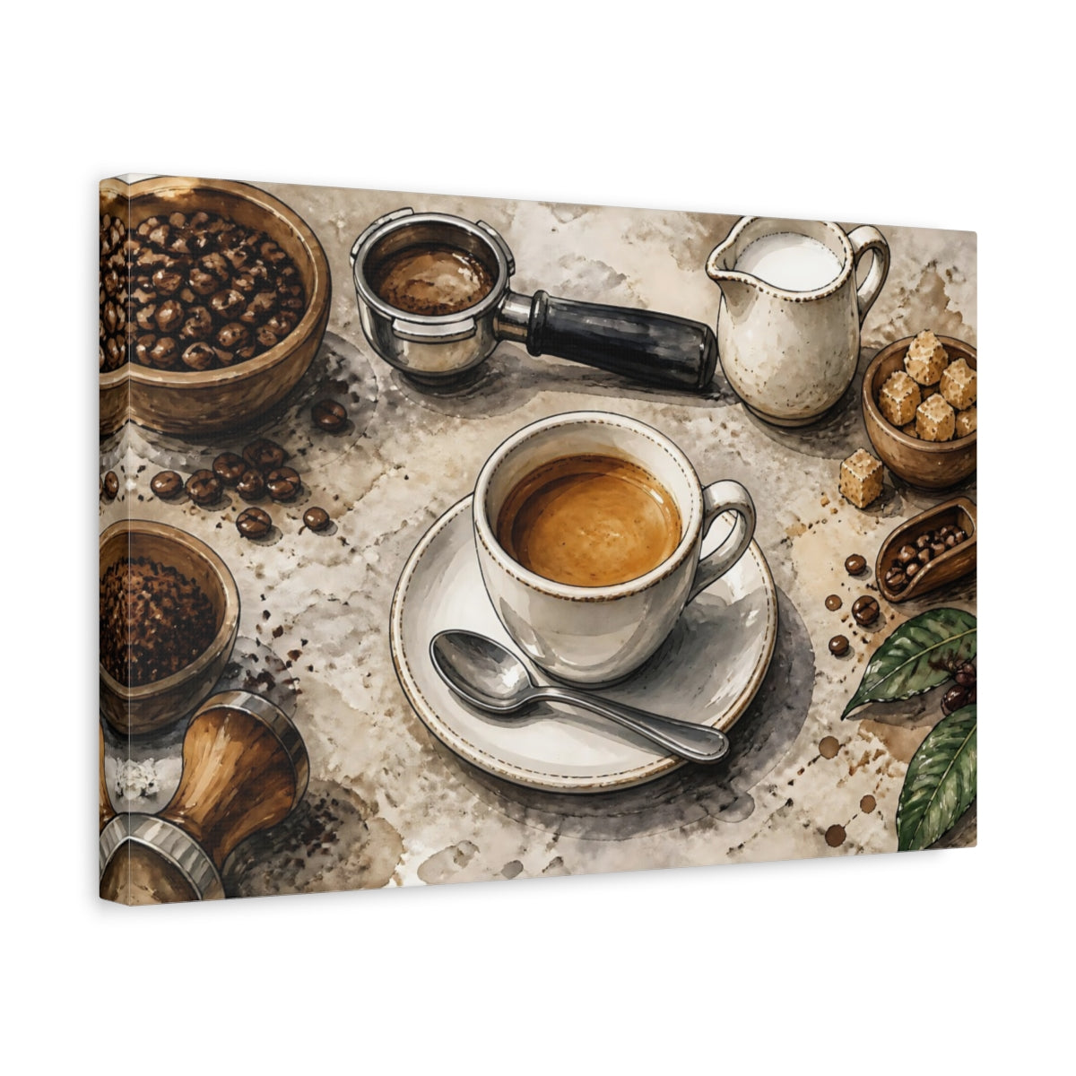 Side Mockup 4. Bistro Espresso Still Life shown as canvas print