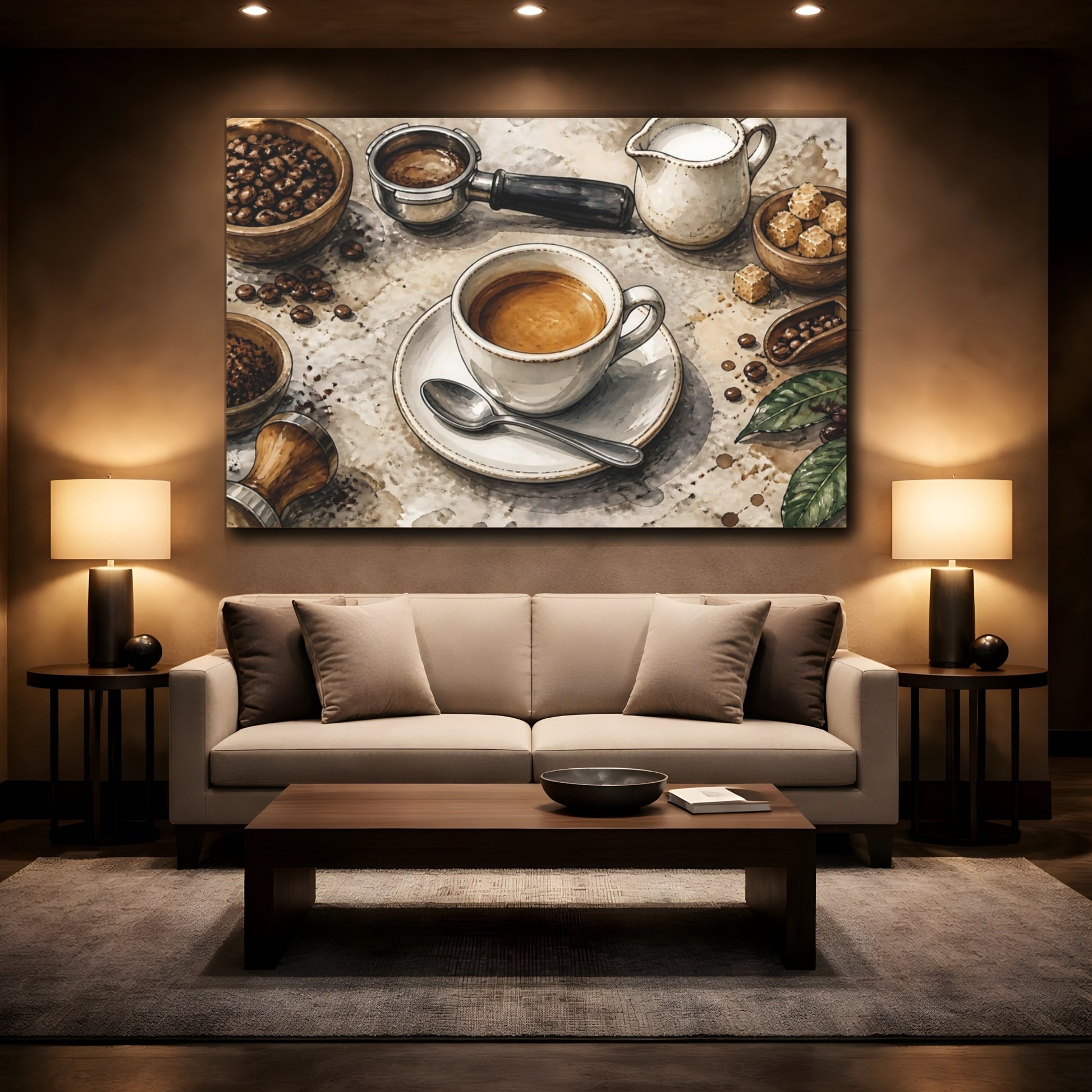 Mockup 2. Bistro Espresso Still Life shown as canvas print