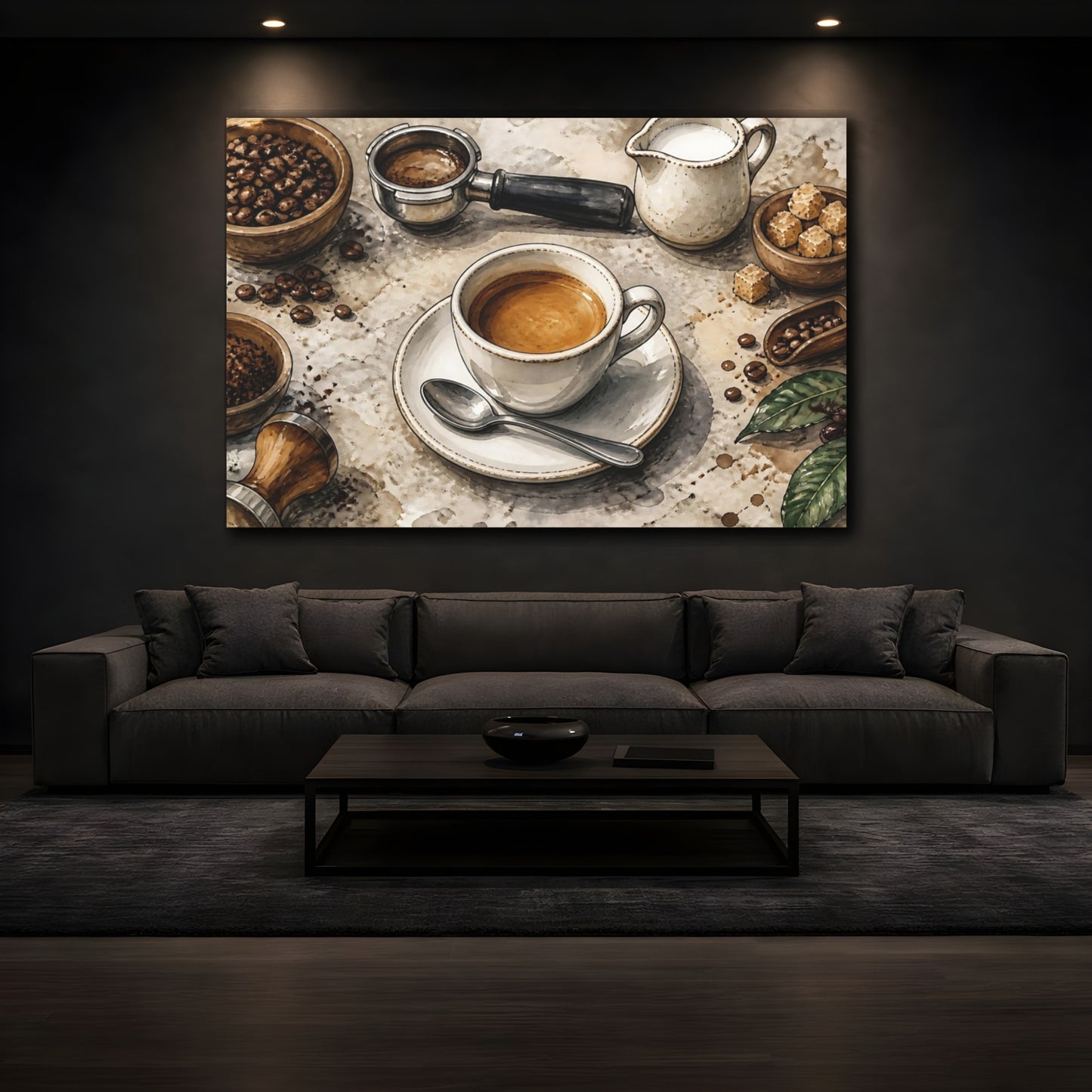 Mockup 3. Bistro Espresso Still Life shown as canvas print