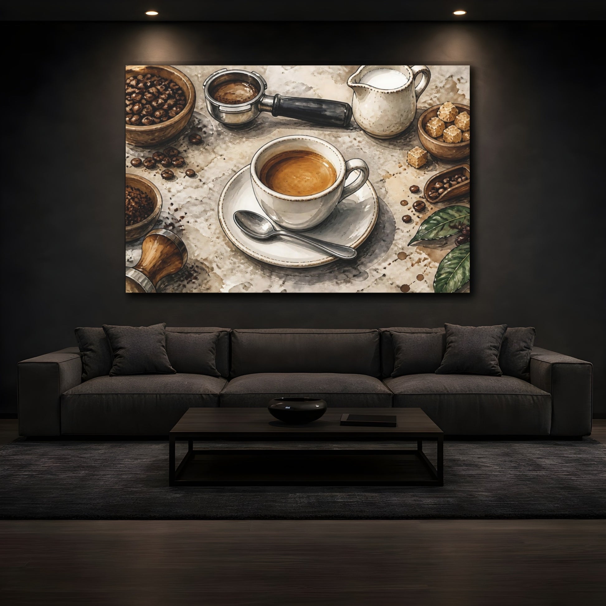 Mockup 3. Bistro Espresso Still Life shown as canvas print