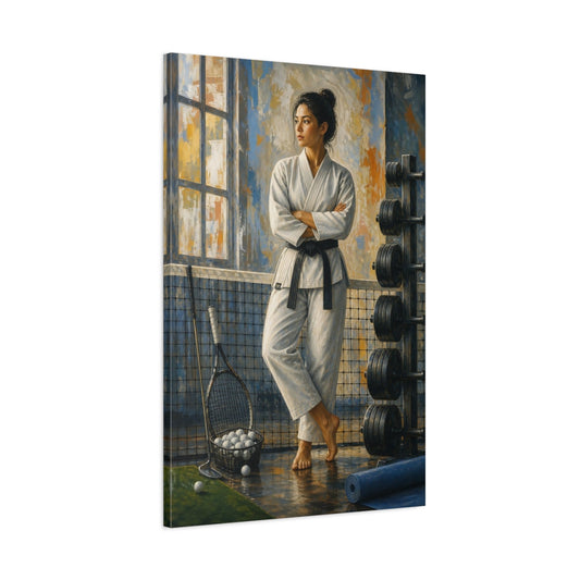 Main Mockup. Black Belt Serenity shown as canvas print