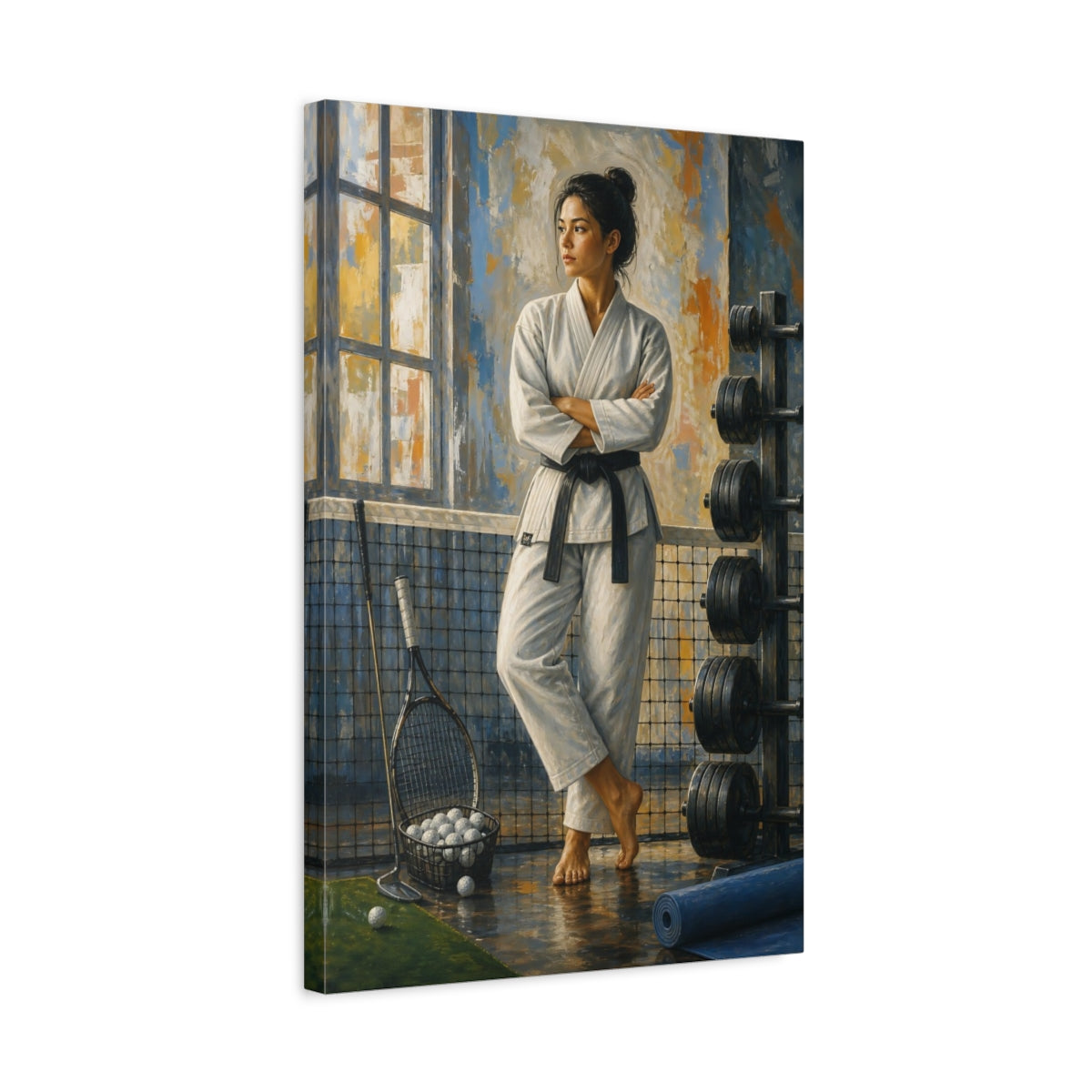 Side Mockup 3. Black Belt Serenity shown as canvas print