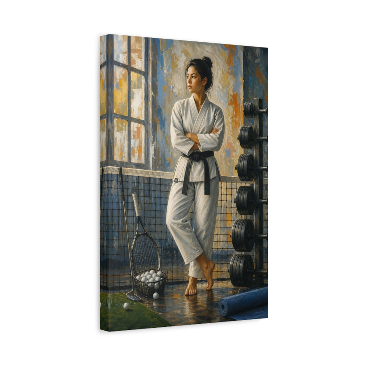 Side Mockup 4. Black Belt Serenity shown as canvas print