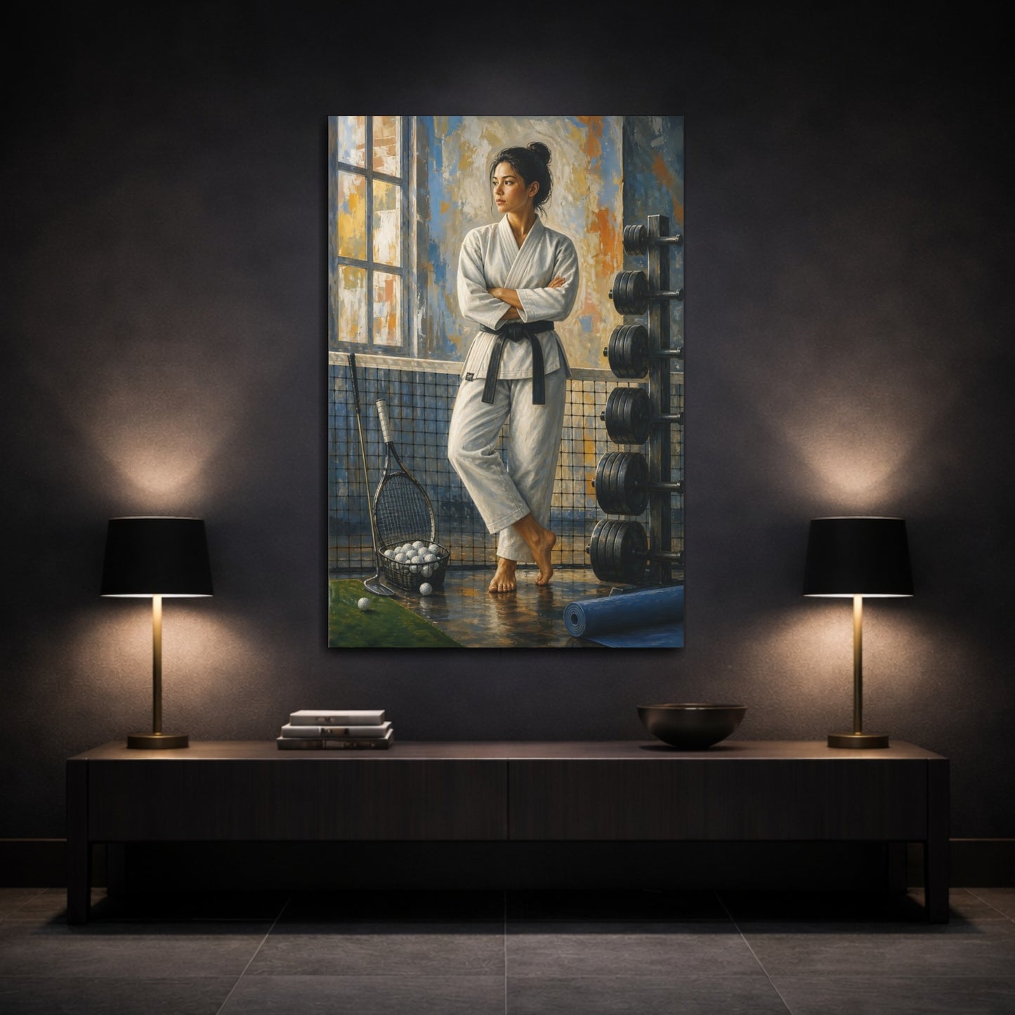 Mockup 3. Black Belt Serenity shown as canvas print