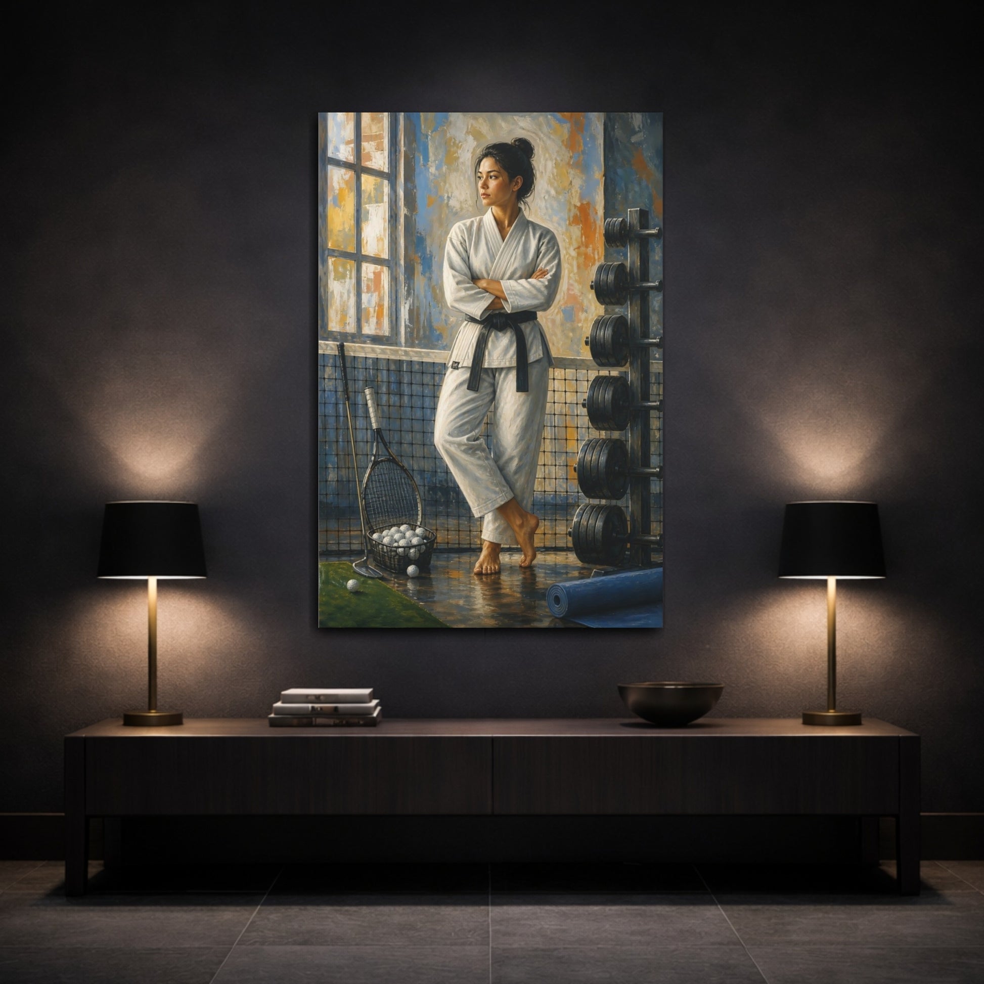 Mockup 3. Black Belt Serenity shown as canvas print