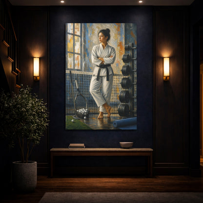 Mockup 4. Black Belt Serenity shown as canvas print