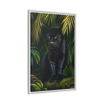 Side Mockup 10. Black Panther Animals Portrait shown as framed canvas print
