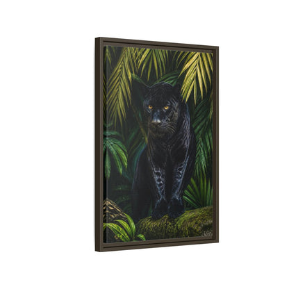 Side Mockup 2. Black Panther Animals Portrait shown as framed canvas print