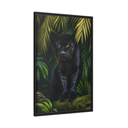 Side Mockup 13. Black Panther Animals Portrait shown as framed canvas print