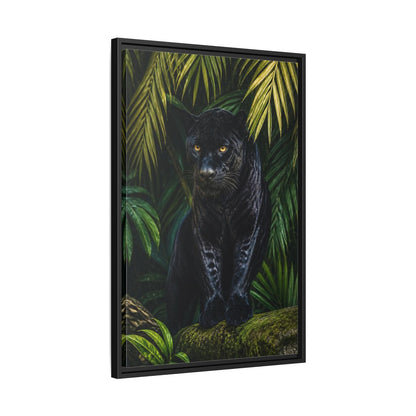 Side Mockup 14. Black Panther Animals Portrait shown as framed canvas print