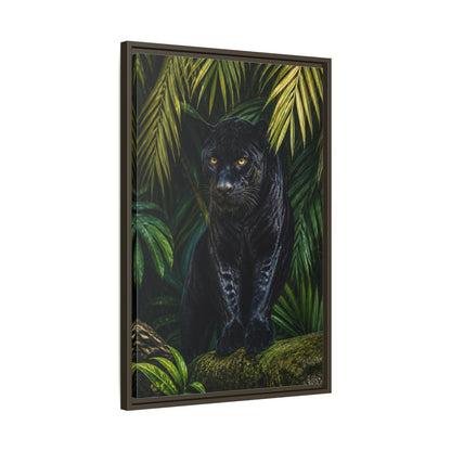 Side Mockup 11. Black Panther Animals Portrait shown as framed canvas print