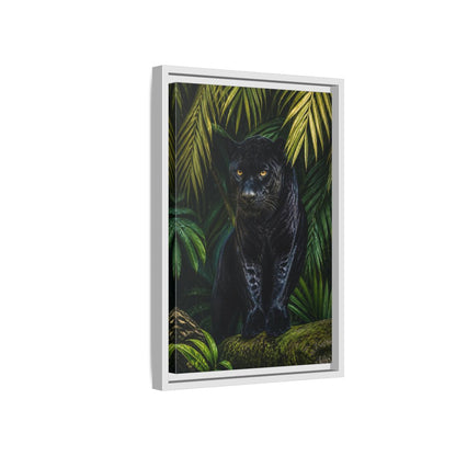 Side Mockup 4. Black Panther Animals Portrait shown as framed canvas print
