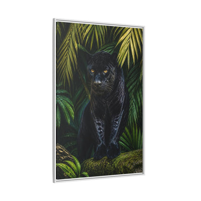 Side Mockup 7. Black Panther Animals Portrait shown as framed canvas print